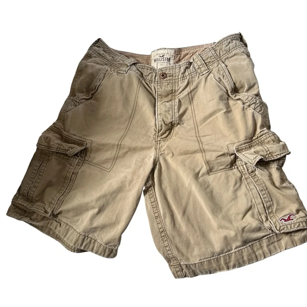 Vintage Y2K Hollister Cargo Shorts Tan Distressed Utlity Baggy Men's Size 34